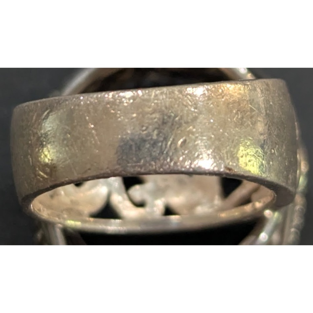 Vintage Sterling Silver Filigree Band Ring 925 Openwork Scroll & Leaf Pattern - Picture 2 of 9